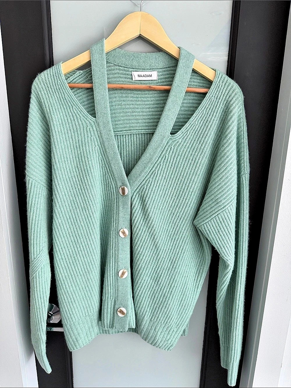 NAADAM Off-the-Shoulder Ribbed Wool and Cashmere Blend Cardigan Wool Cashmere